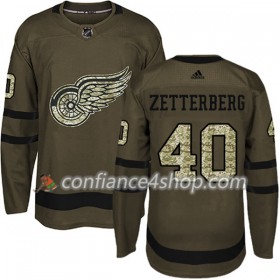 Adidas Maillot de Hockey Detroit Red Wings Henrik Zetterberg 40 2017-2018 Camo Vert Authentic - Homme